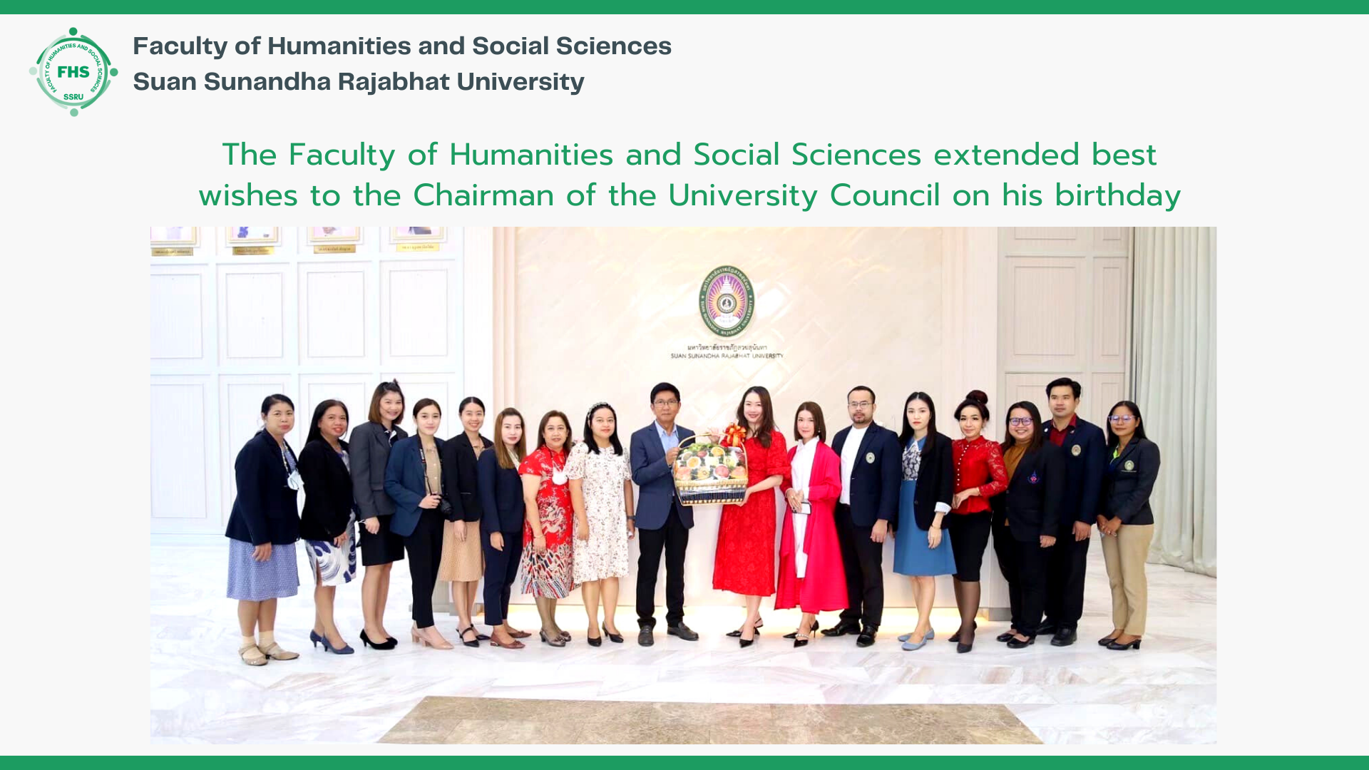 The Faculty Of Humanities And Social Sciences Extended Best Wishes To ...