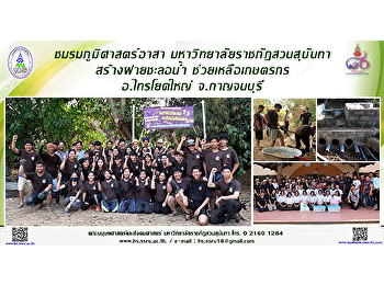 ชมรมภูมิศาสตร์อาสา
มหาวิทยาลัยราชภัฏสวนสุนันทา
สร้างฝายชะลอน้ำ ช่วยเหลือเกษตรกร
อ.ไทรโยคใหญ่ จ.กาญจนบุรี