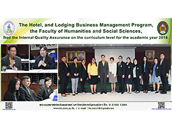 The Hotel, and Lodging Business
Management Program, the Faculty of
Humanities and Social Sciences had the
Internal Quality Assurance on the
curriculum level for the academic year
2018.