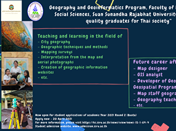 Geography and Geoinformatics Program,
Faculty of Humanity and Social Sciences,
Suan Sunandha Rajabhat University,
“Educate quality graduates for Thai
society”