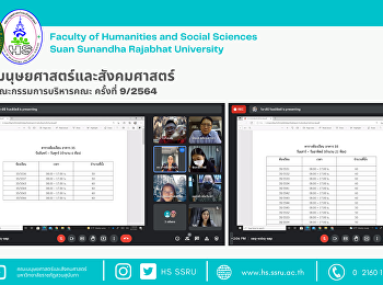 คณะมนุษยศาสตร์และสังคมศาสตร์
จัดการประชุมคณะกรรมการบริหารคณะ ครั้งที่
9/2564