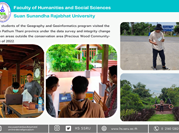 Lecturers and students of the Geography
and Geoinformatics program visited the
survey area in Pathum Thani province
under the data survey and integrity
change project of green areas outside
the conservation area (Precious Wood
Community-Family Forest) of