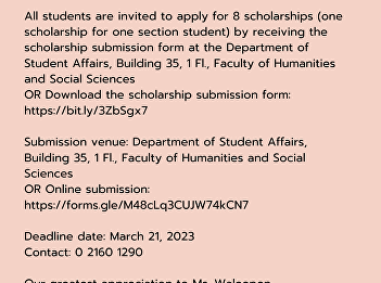 Department of Student Affairs, Faculty
of Humanities and Social Sciences