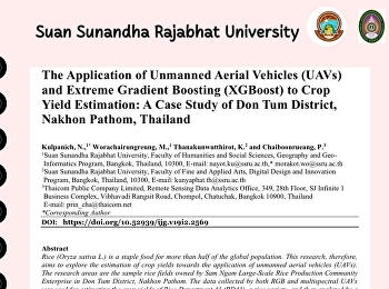 อาจารย์สาขาวิชาภูมิศาสตร์และภูมิสารสนเทศ
ได้รับการตีพิมพ์งานวิจัยบนฐานข้อมูล
Scopus และ SCIMACO Q4