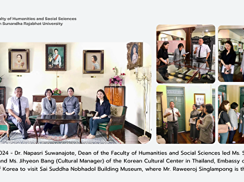March 8, 2024 - Dr. Napasri Suwanajote,
Dean of the Faculty of Humanities and
Social Sciences led Ms. Sunju Lee
(Director) and Ms. Jihyeon Bang
(Cultural Manager) of the Korean
Cultural Center in Thailand, Embassy of
the Republic of Korea to visit Sai Su