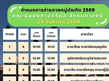 Group Photo Schedule for Graduates,
Faculty of Humanities and Social
Sciences, 2026